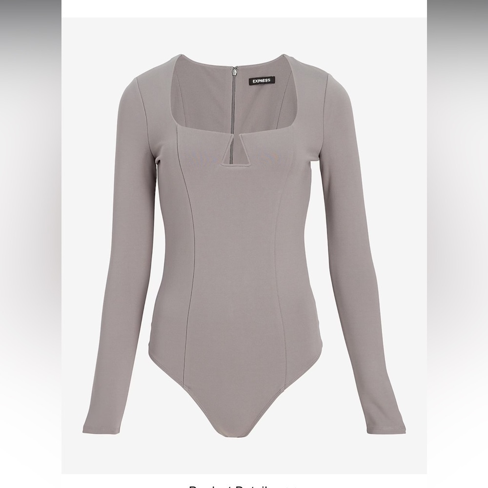 Express Gray Long Sleeve Bodysuit